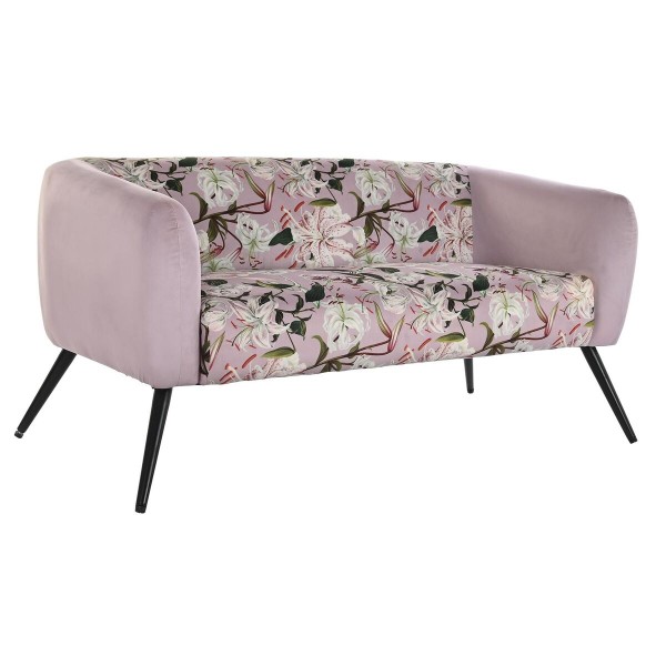 Καναπές DKD Home Decor Μαύρο Ροζ Μέταλλο πολυεστέρας Shabby Chic (140 x 71 x 71 cm)
