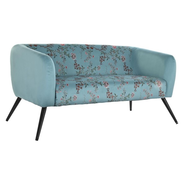 Καναπές DKD Home Decor Μαύρο Μέταλλο πολυεστέρας Πράσινο Blomster Shabby Chic (140 x 71 x 71 cm)