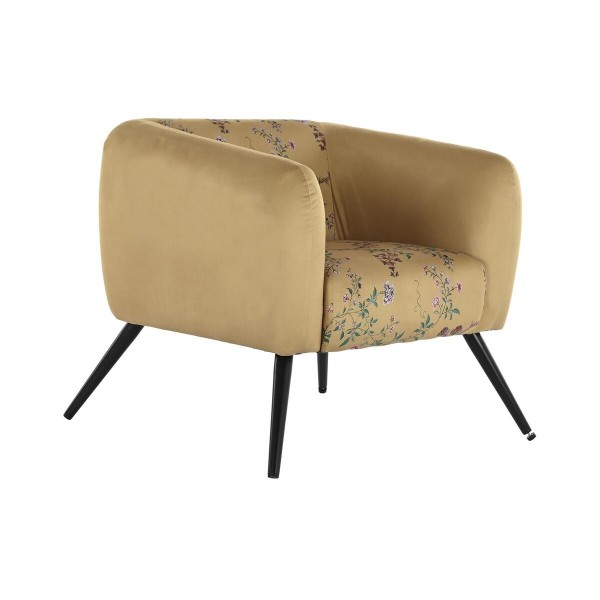 Πολυθρόνα DKD Home Decor Μαύρο Μέταλλο πολυεστέρας Κίτρινο (75 x 71 x 71 cm)