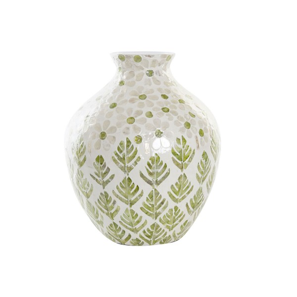 Βάζο DKD Home Decor Πράσινο Από φίλντισι Διακοσμητική κανάτα Τροπικό Φύλλο φυτού (30 x 30 x 36 cm)