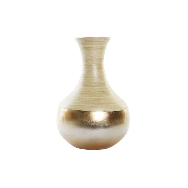 Βάζο DKD Home Decor Φυσικό Ασημί Χρυσό Από φίλντισι Διακοσμητική κανάτα Τροπικό Φύλλο φυτού (25 x 25 x 38 cm)