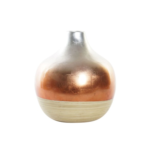 Βάζο DKD Home Decor Φυσικό Ασημί Πορτοκαλί Από φίλντισι Διακοσμητική κανάτα Τροπικό Φύλλο φυτού (26 x 26 x 28 cm)