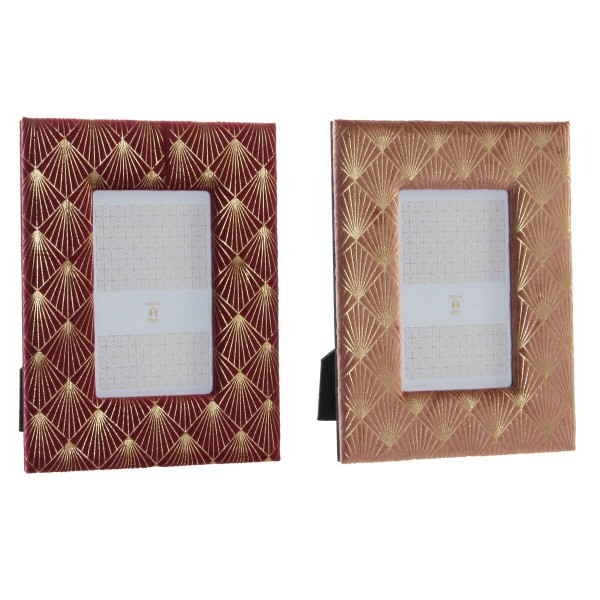 Κορνίζα DKD Home Decor Μωβ Ροζ Χρυσό Ξύλο πολυεστέρας (x2) (18 x 2 x 23 cm)