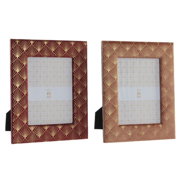 Κορνίζα DKD Home Decor Μωβ Ροζ Χρυσό Ξύλο πολυεστέρας (23 x 2 x 28 cm) (x2)