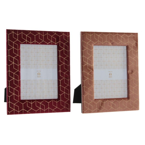 Κορνίζα DKD Home Decor Μωβ Ροζ Χρυσό Ξύλο πολυεστέρας (23 x 2 x 28 cm) (x2)