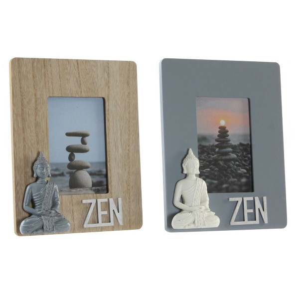 Κορνίζα DKD Home Decor Γκρι Ξύλο Καφέ Λευκό Ρητίνη Ανατολικó (20 x 3 x 25 cm) (x2)