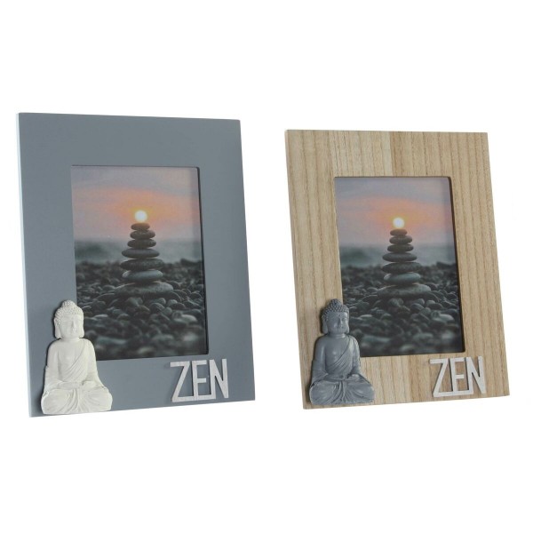 Κορνίζα DKD Home Decor Γκρι Ξύλο Καφέ Λευκό Ρητίνη Ανατολικó (24 x 3 x 29 cm) (x2)
