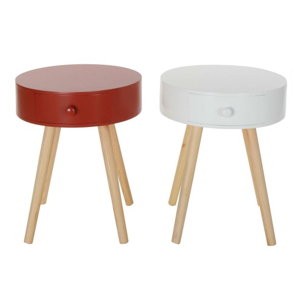 Βοηθητικό Τραπέζι DKD Home Decor Ξύλο Καφέ τερακότα Λευκό (38 x 41 x 47 cm) (x2)