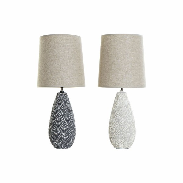 Επιτραπέζιο Φωτιστικό DKD Home Decor Λευκό Μπεζ πολυεστέρας Ρητίνη (2 pcs) (35 x 35 x 64 cm)