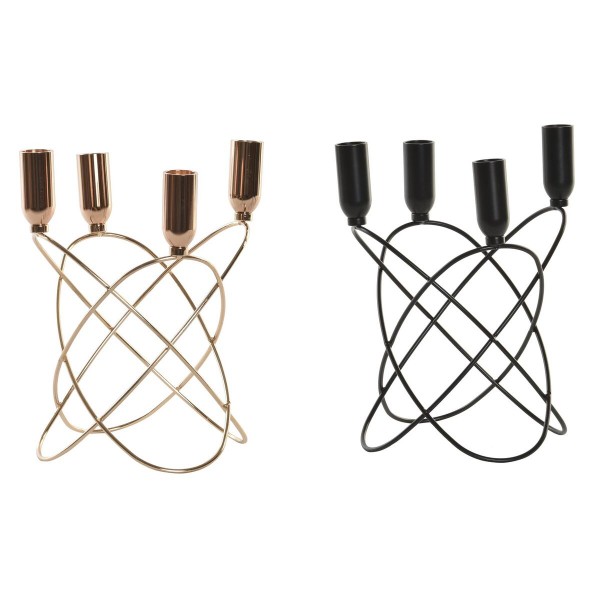 Πολύφωτο DKD Home Decor Μαύρο Χρυσό Μέταλλο (x2) (20 x 20 x 23 cm)