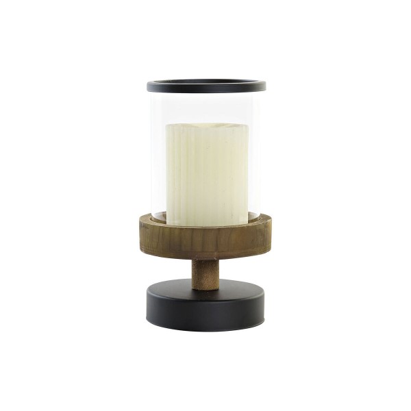 Κηροπήγιο DKD Home Decor Κρυστάλλινο Φυσικό Μαύρο Μέταλλο (11,3 x 11,3 x 21 cm)