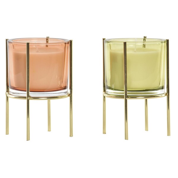 Κερί DKD Home Decor Κρυστάλλινο Χρυσό Πορτοκαλί Πράσινο Κερί (x2) (10 x 10 x 14 cm)
