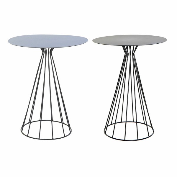 Βοηθητικό Τραπέζι DKD Home Decor Μαύρο Μέταλλο Ναυτικό Μπλε Σύγχρονη (33,5 x 33,5 x 44,5 cm) (x2)