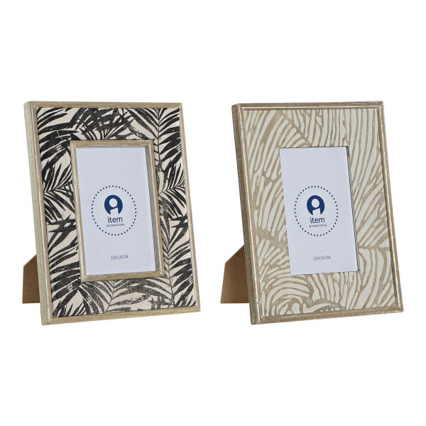 Κορνίζα DKD Home Decor Μαύρο Μπεζ Τροπικό Ξύλο MDF (19 x 1,5 x 24 cm) (x2)