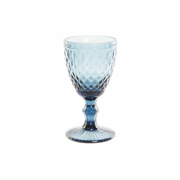 Ποτήρι Κρασί DKD Home Decor Μπλε Κρυστάλλινο (240 ml)