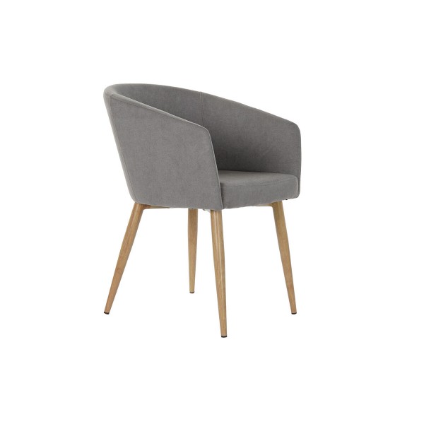 Κάθισμα DKD Home Decor Γκρι Μέταλλο πολυεστέρας Ανοιχτό καφέ (54 x 63 x 80 cm)