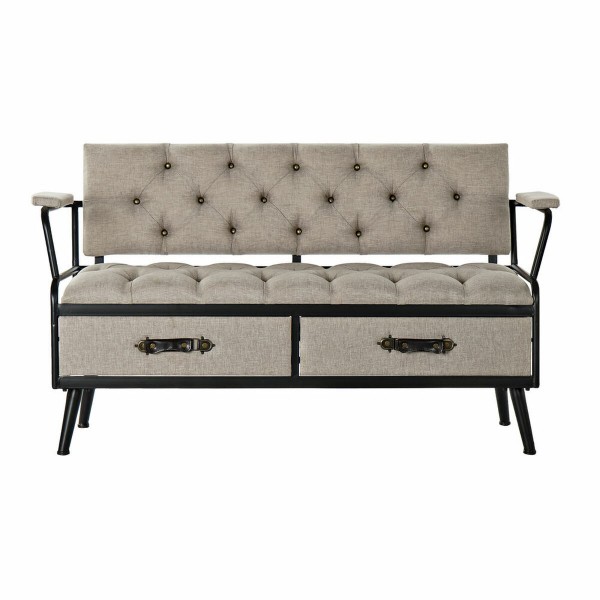 Σκαμπό DKD Home Decor   Μαύρο Γκρι Μέταλλο Ξύλο πολυεστέρας (136 x 44 x 76 cm)