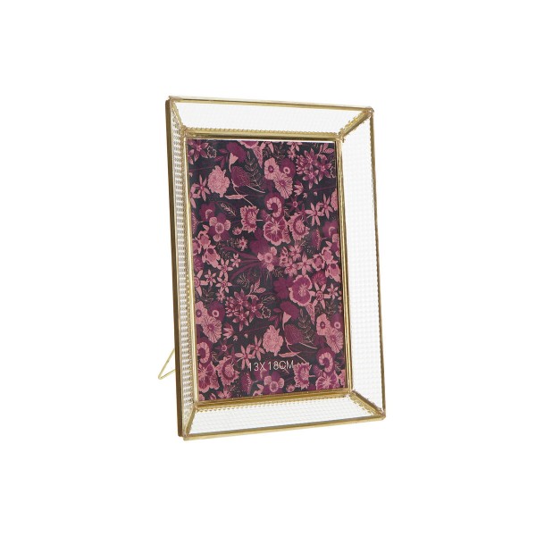 Κορνίζα DKD Home Decor Κρυστάλλινο Μαύρο Χρυσό Μέταλλο Shabby Chic (17,5 x 3,5 x 22,5 cm)