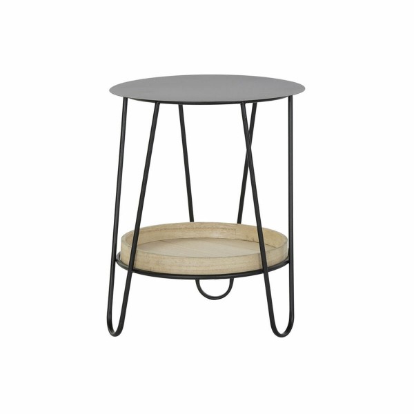 Βοηθητικό Τραπέζι DKD Home Decor Φυσικό Μαύρο Μέταλλο MDF (40,5 x 40,5 x 50,5 cm)