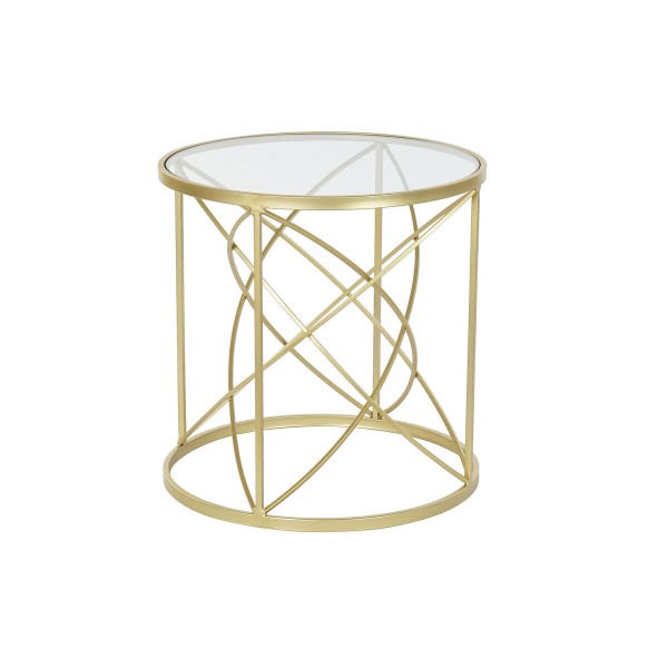 Βοηθητικό Τραπέζι DKD Home Decor Κρυστάλλινο Χρυσό Μέταλλο (50 x 50 x 51 cm)