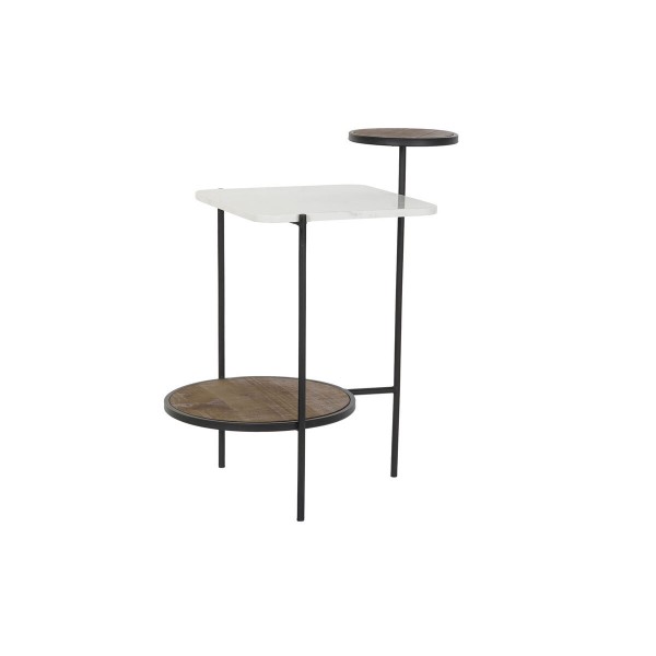 Βοηθητικό Τραπέζι DKD Home Decor Μαύρο Μέταλλο Ξύλο Καφέ Λευκό Μάρμαρο (56,5 x 38 x 66 cm)