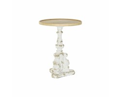 Βοηθητικό Τραπέζι DKD Home Decor Έλατο MDF Λευκό Ανοιχτό καφέ (55 x 55 x 71 cm)