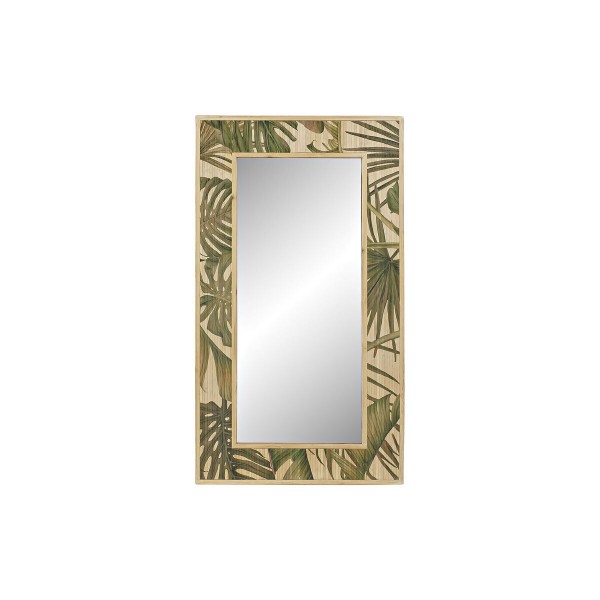Τοίχο καθρέφτη DKD Home Decor Καθρέφτης Φυσικό Ξύλο Πράσινο Τροπικό (140 x 4 x 78 cm)