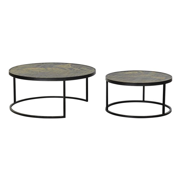 Σετ με 2 τραπέζια DKD Home Decor Έλατο Μέταλλο (80 x 80 x 35 cm)