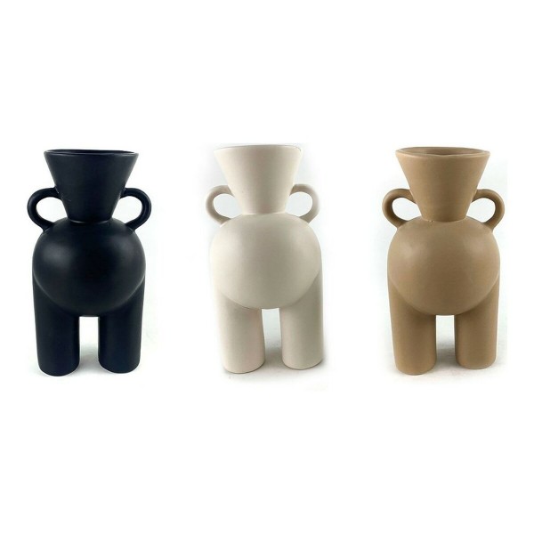Βάζο DKD Home Decor Πορσελάνη Μαύρο Μπεζ (10 x 9 x 19.5 cm) (3 pcs)
