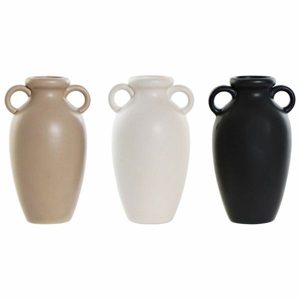 Βάζο DKD Home Decor Πορσελάνη Μαύρο Μπεζ (12 x 11 x 20 cm) (3 pcs)