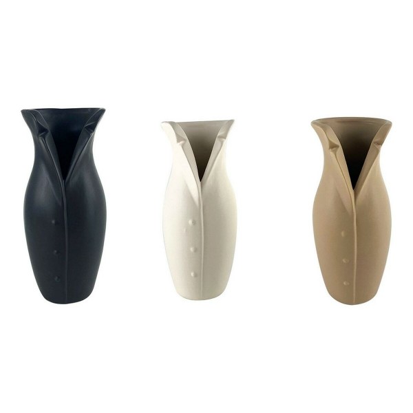 Βάζο DKD Home Decor Πορσελάνη Μαύρο Μπεζ (8.6 x 8.6 x 19.8 cm) (3 pcs)