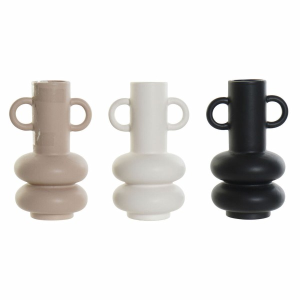 Βάζο DKD Home Decor Πορσελάνη Μαύρο Μπεζ (11.7 x 10.3 x 19 cm) (3 pcs)