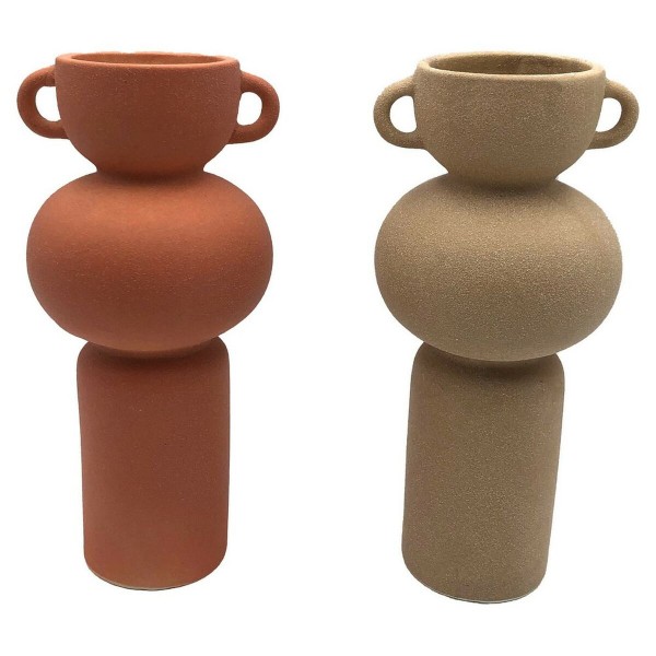 Βάζο DKD Home Decor Μπεζ τερακότα Dolomite (11.5 x 11.5 x 25.5 cm) (2 pcs)