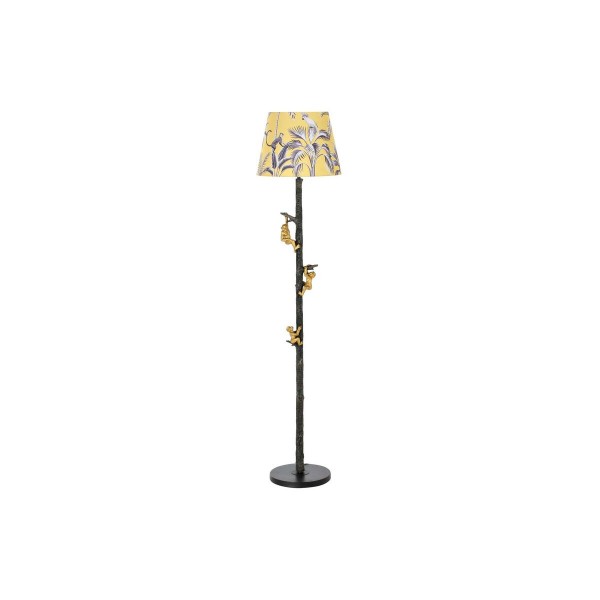 Φωτιστικό Δαπέδου DKD Home Decor Μαύρο Χρυσό Μέταλλο πολυεστέρας Κίτρινο Ρητίνη Αποικιακό Μαϊμούδες (37 x 37 x 165 cm)