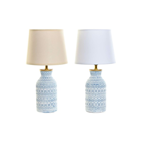 Επιτραπέζιο Φωτιστικό DKD Home Decor Μπεζ Μπλε Χρυσό πολυεστέρας Λευκό Πήλινα 220 V 50 W Άραβας (20 x 20 x 39 cm) (x2)