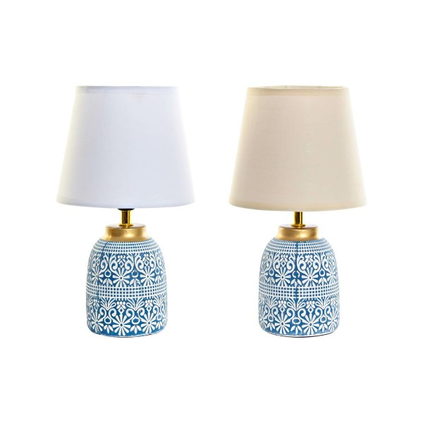 Επιτραπέζιο Φωτιστικό DKD Home Decor Μπεζ Μπλε Χρυσό πολυεστέρας Λευκό Πήλινα 220 V 50 W Άραβας (18 x 18 x 31 cm) (x2)