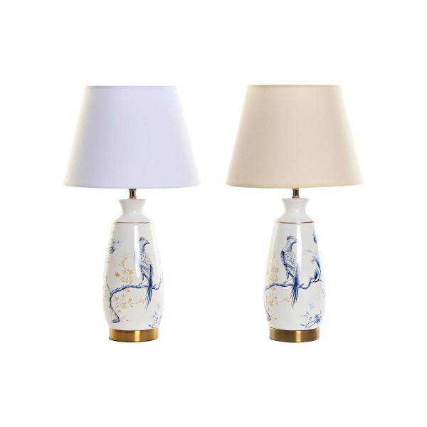 Επιτραπέζιο Φωτιστικό DKD Home Decor Μπεζ Μπλε Χρυσό Λευκό Fugl 220 V 50 W Ανατολικó (29 x 29 x 55 cm) (x2)
