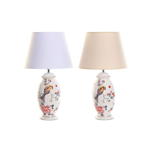 Επιτραπέζιο Φωτιστικό DKD Home Decor Μπεζ Λευκό Πολύχρωμο Fugl 220 V 50 W Ανατολικó (30 x 30 x 51 cm) (x2)