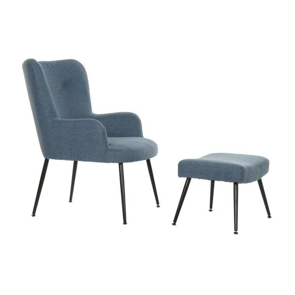 Πολυθρόνα DKD Home Decor Μαύρο Μπλε Μέταλλο πολυεστέρας (70 x 60 x 84 cm)