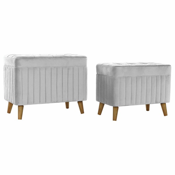 Σκαμπό DKD Home Decor   Γκρι Φυσικό Ξύλο πολυεστέρας (68 x 42 x 55,5 cm)