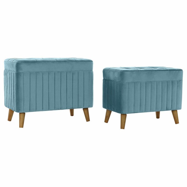 Σκαμπό DKD Home Decor   Φυσικό Ξύλο πολυεστέρας Sky μπλε (68 x 42 x 55,5 cm)