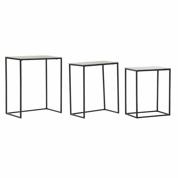 Σετ 3 Τραπεζάκια DKD Home Decor Ασημί Μαύρο Μέταλλο Αλουμίνιο Σύγχρονη (50,5 x 28,5 x 59 cm) (1) (3 pcs) (3 Μονάδες)