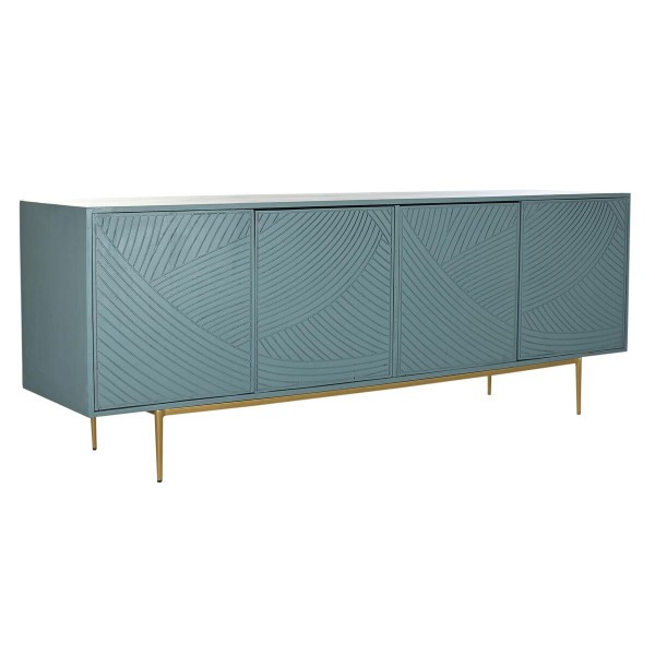 Σκευοθήκη DKD Home Decor Χρυσό Μέταλλο Τυρκουάζ Ξύλο από Μάνγκο (200 x 50 x 76 cm)