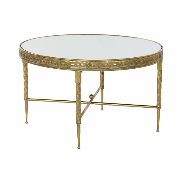 Βοηθητικό Τραπέζι DKD Home Decor Καθρέφτης Μέταλλο Χάλκινο Ανοιχτό (75 x 75 x 45 cm)