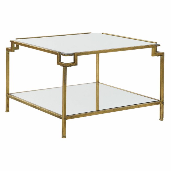 Βοηθητικό Τραπέζι DKD Home Decor Καθρέφτης Μέταλλο Χάλκινο Ανοιχτό (63 x 63 x 42 cm)