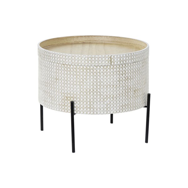 Βοηθητικό Τραπέζι DKD Home Decor Χρυσό Μέταλλο Καφέ MDF Λευκό (45 x 45 x 39 cm)