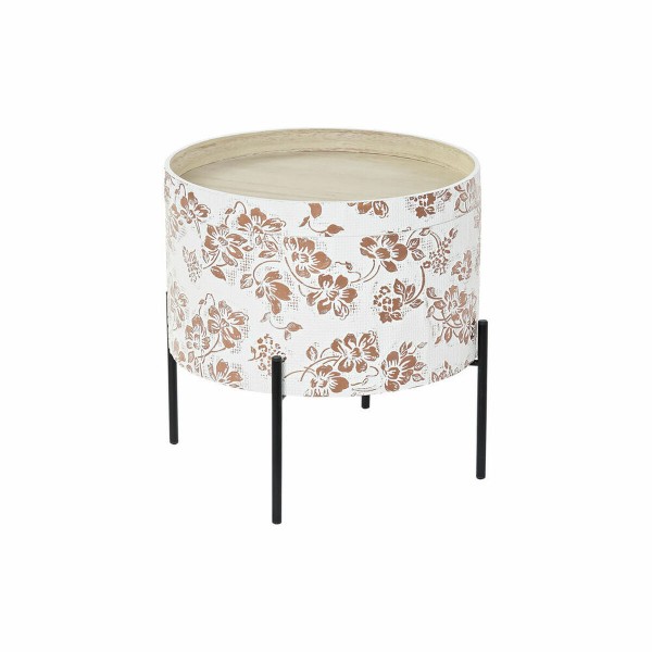 Βοηθητικό Τραπέζι DKD Home Decor Μαύρο Μέταλλο MDF Λευκό (38 x 38 x 39 cm)