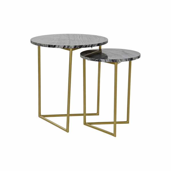 Σετ 2 Τραπεζάκια DKD Home Decor Μαύρο Χρυσό Μέταλλο Μάρμαρο (40 x 40 x 45 cm) (2 pcs)