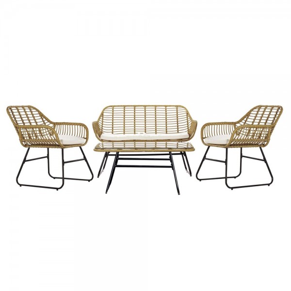 Καναπές κήπου DKD Home Decor Καφέ Μέταλλο πολυεστέρας συνθετικό ρατάν (124 x 74 x 84 cm)  