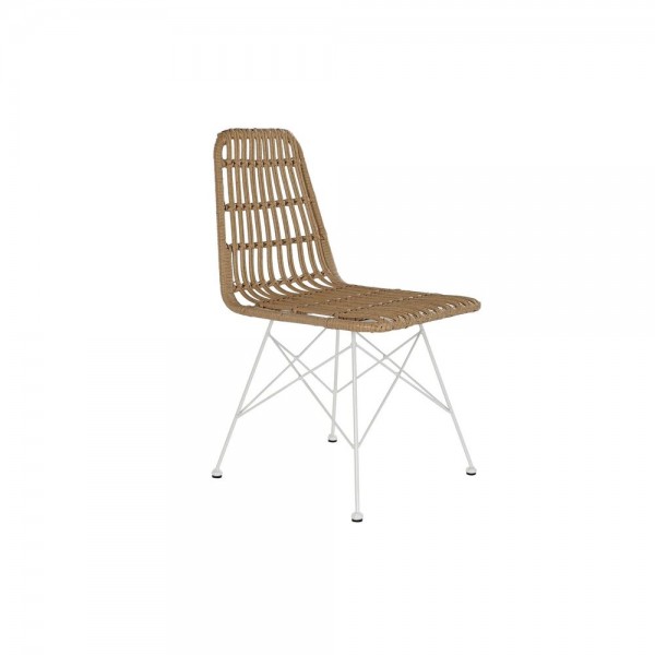 Hagestol DKD Home Decor Καφέ Μέταλλο συνθετικό ρατάν Λευκό (47 x 51 x 85 cm)